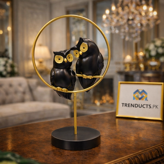Elegant Owl Couple Ring Showpiece