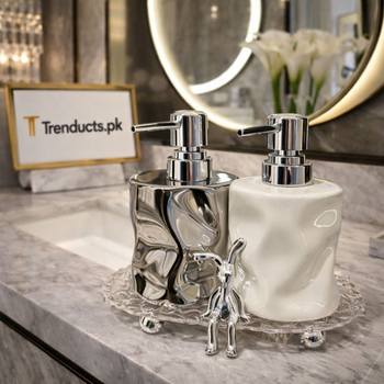 Artisan Ceramic Duo Soap Dispenser – Luxury Double-Pump Vanity Set