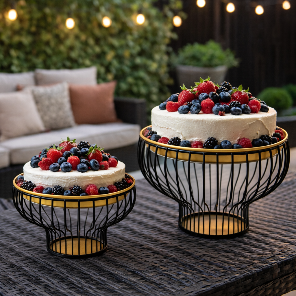 New Style Matte Black Pedestal Cake Dish – Elegant Dessert Display Stand