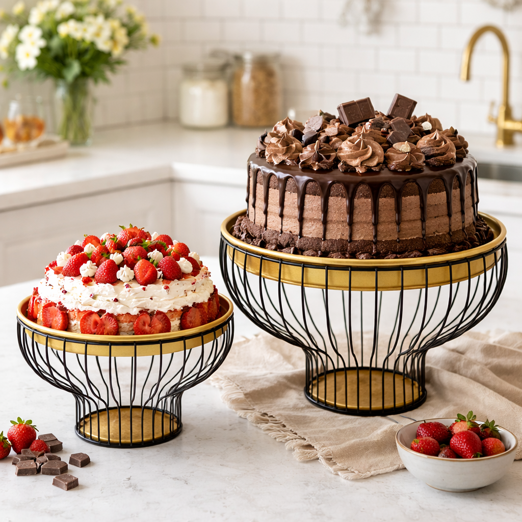 New Style Matte Black Pedestal Cake Dish – Elegant Dessert Display Stand