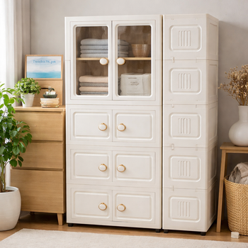 Minimalist multipurpose storage cupboard perfect for kitchen, office, or bedroom organization.