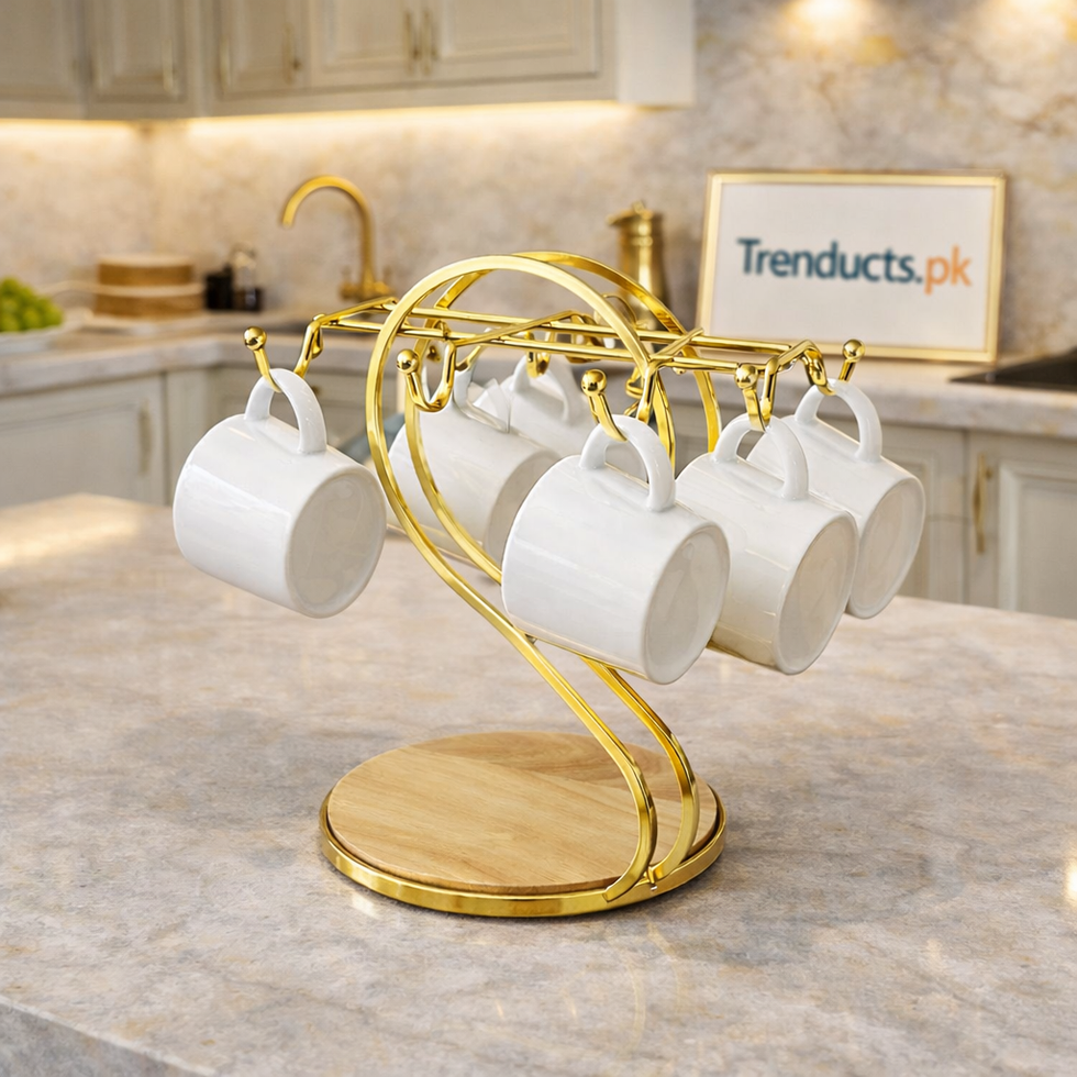 Premium Golden Stainless Steel Cup Holder - Luxury Kitchen Organizer