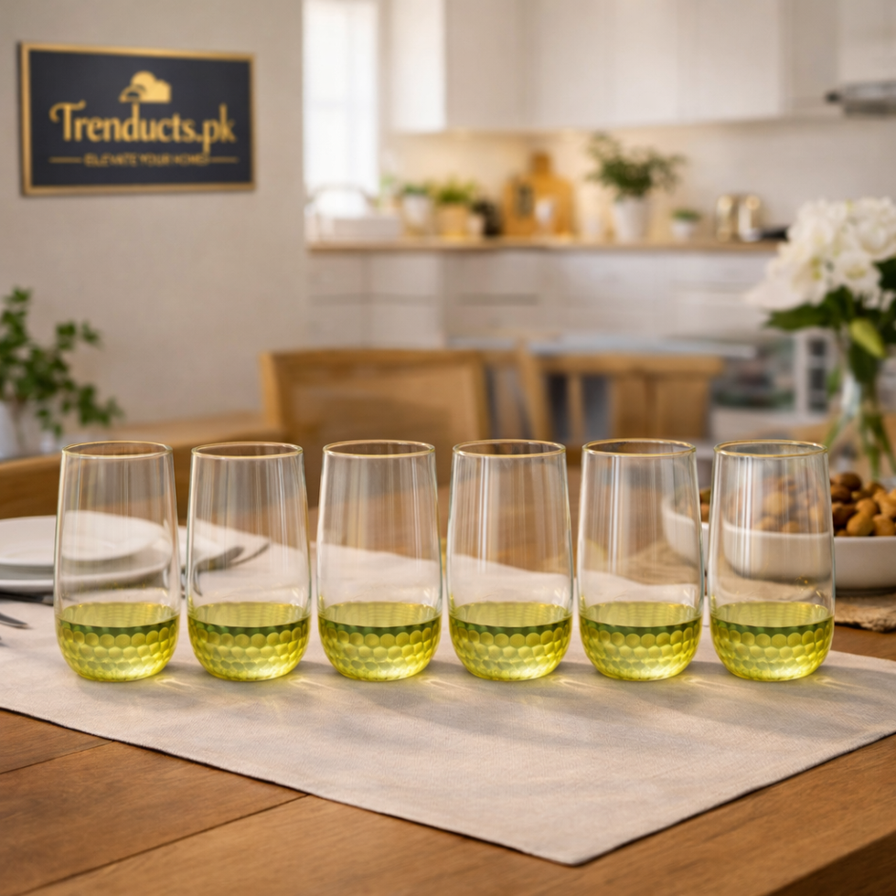 Golden Bottom Crystal Oval Glasses – Premium Set of 6