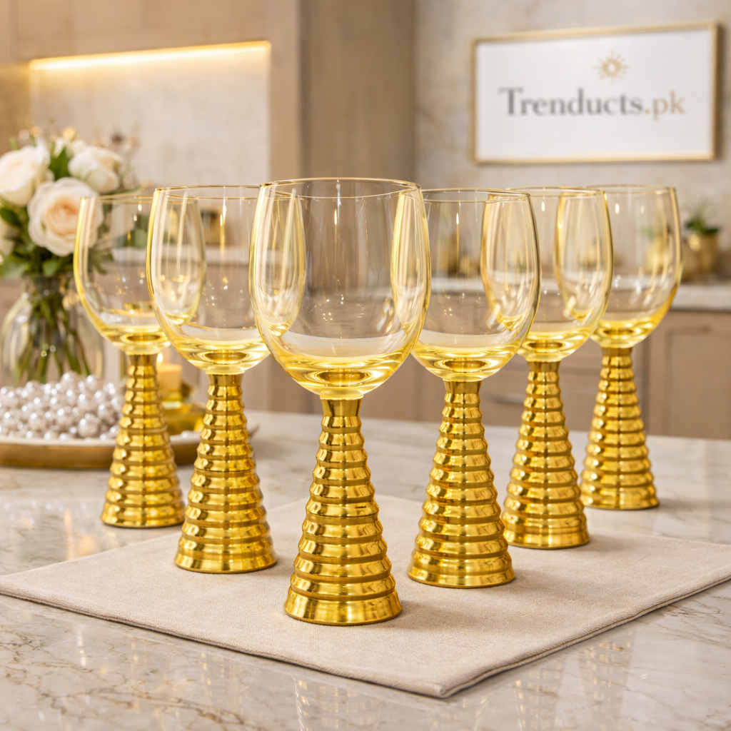 Screw Champagne Goblets – Gold Textured (Set of 6)
