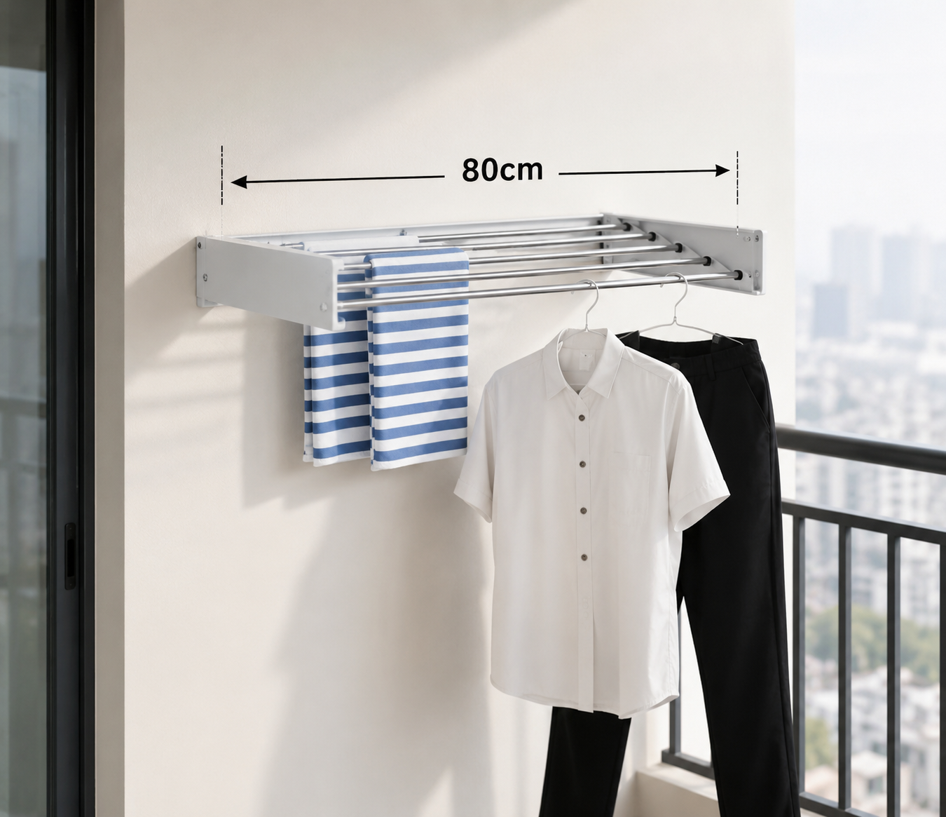 Space-Saver Pro Wall-Mounted Foldable Towel Rack – Heavy Duty Aluminum Indoor/Outdoor Clothes Drying Rack