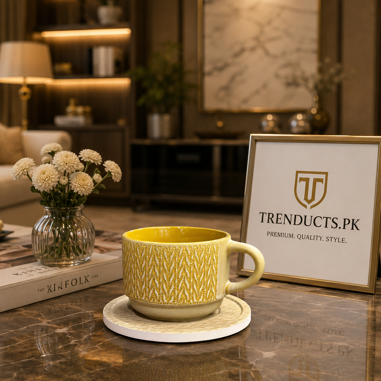 Danny Home 6-Piece Ceramic Cup & Saucer Set – Mustard Harvest