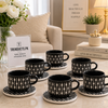 Danny Home 6-Piece Ceramic Cup & Saucer Set – Obsidian Harlequin