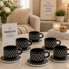 Danny Home 6-Piece Ceramic Cup & Saucer Set – Midnight Hex