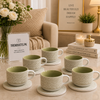 Danny Home 6-Piece Ceramic Cup & Saucer Set – Sage Weave