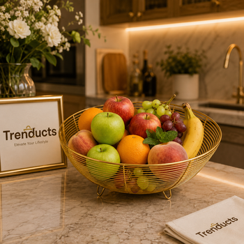 Luxury Nordic Golden Wire Fruit Basket & Centerpiece