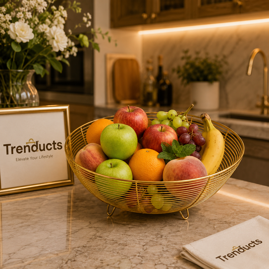 Luxury Nordic Golden Wire Fruit Basket & Centerpiece