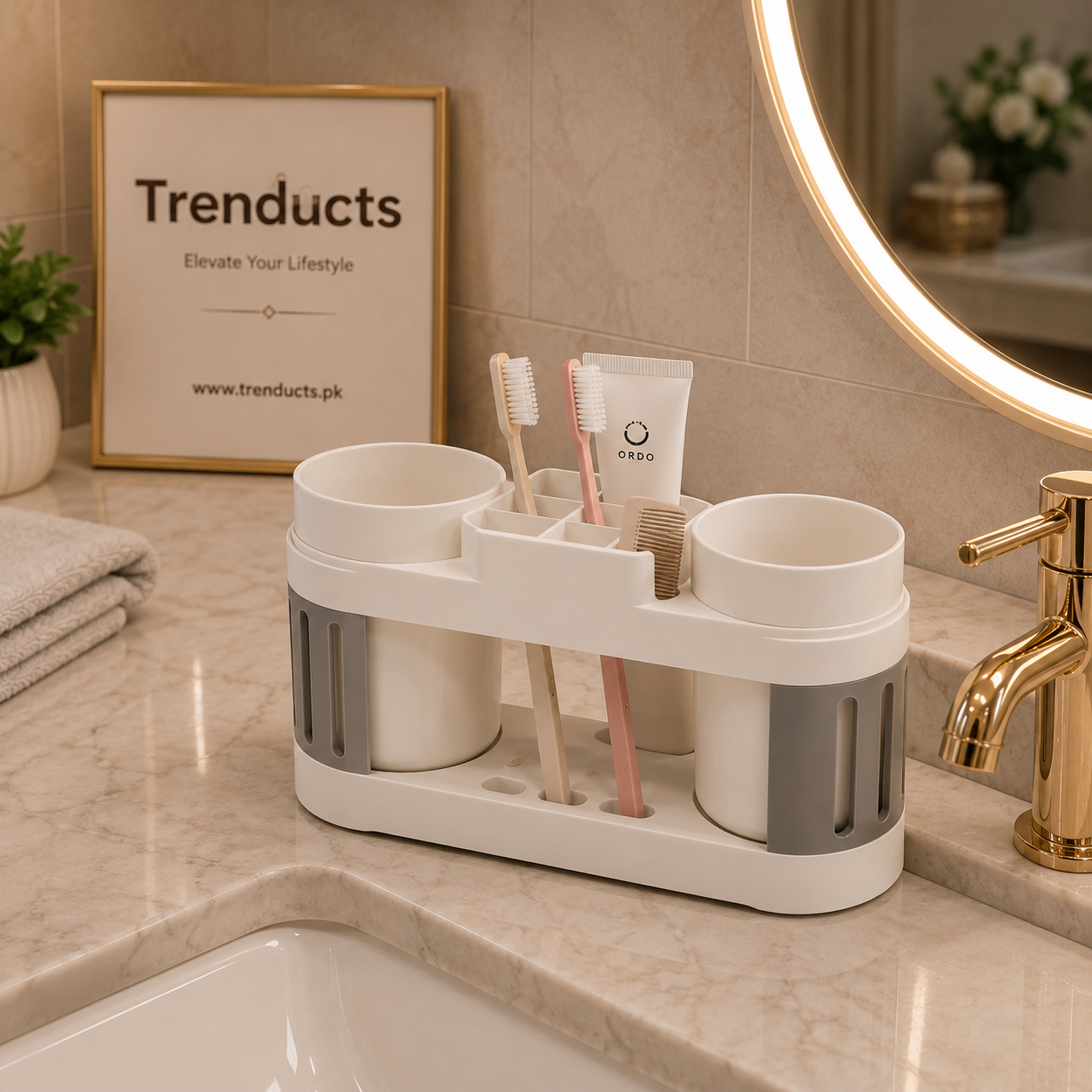 Premium Multi-Functional Toothbrush Holder & Vanity Caddy