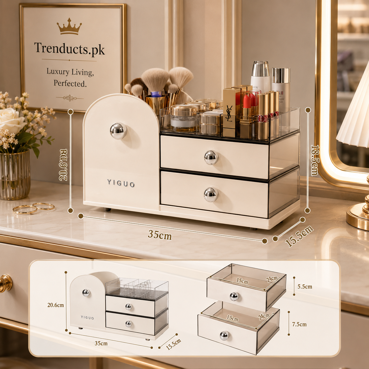 YIGUO Luxury Multi-Tier Cosmetic & Jewelry Organizer