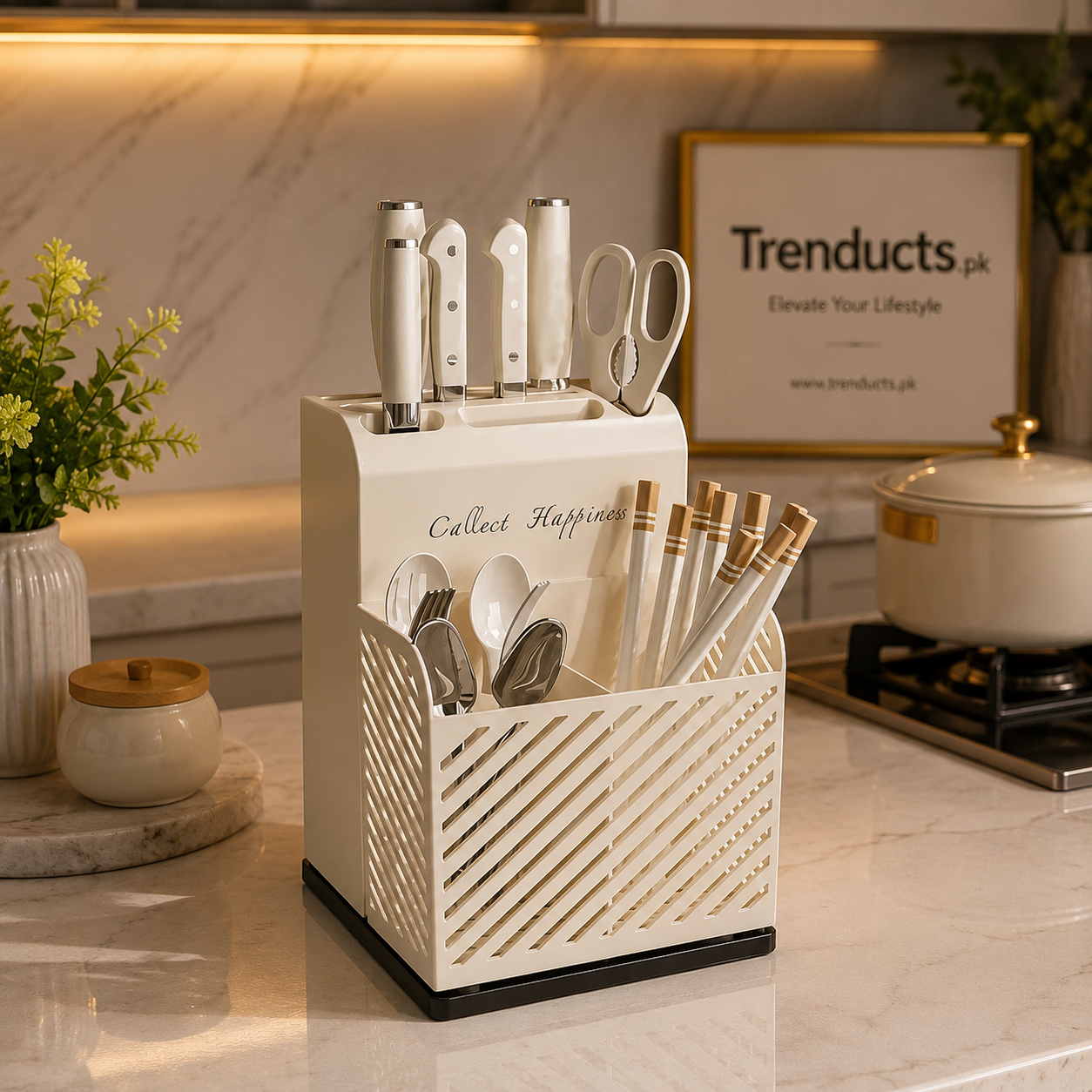 2-in-1 Nordic Knife Block & Cutlery Organizer