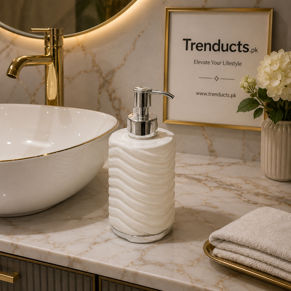 Modern Wave-Texture Ceramic Liquid Soap Dispense