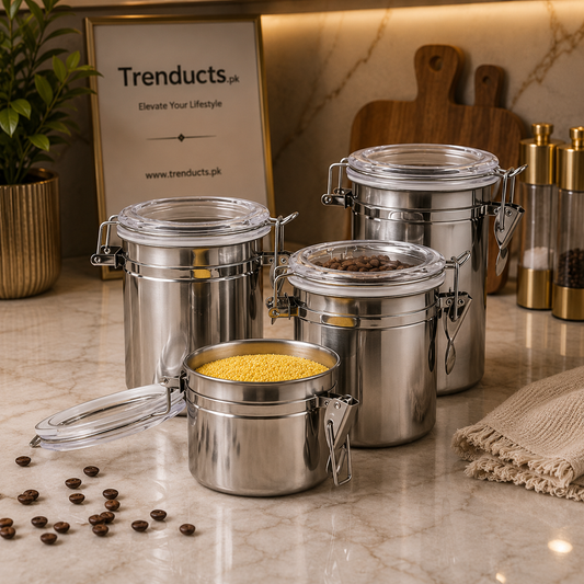 4-Piece Premium Stainless Steel Airtight Canister Set