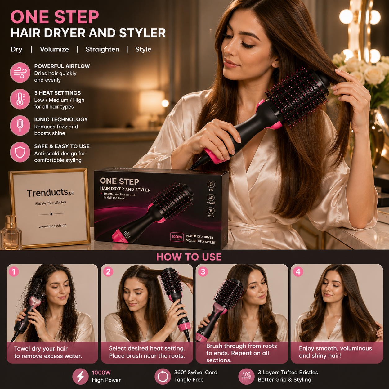 Professional 4-in-1 One-Step Hair Dryer & Volumizer