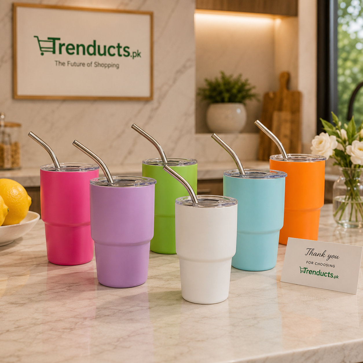 Premium Mini Stainless Steel Insulated Tumbler with Metal Straw (Random Color)