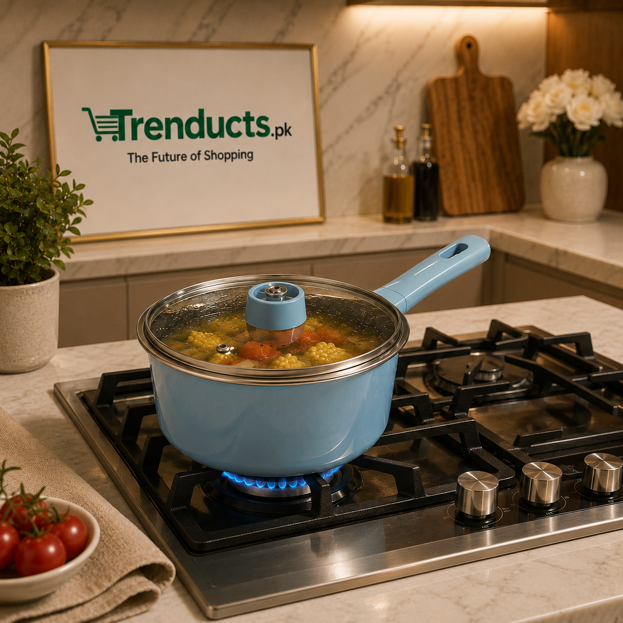 Premium 18cm Non-Stick Saucepan with Tempered Glass Lid