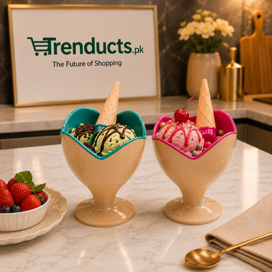 2-Piece Waffle-Themed Dessert Bowl & Cone-Spoon Set