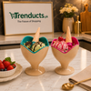 2-Piece Waffle-Themed Dessert Bowl & Cone-Spoon Set