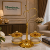 Royal Heart-Handled Golden Glass Spice & Condiment Set