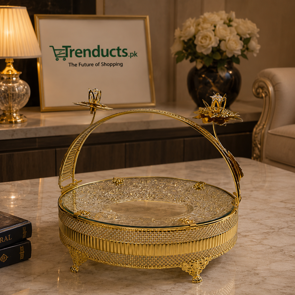 Royal Floral Golden Filigree Serving Platter