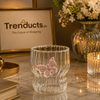 Enchanted Butterfly Ribbed Borosilicate Glass Cup