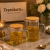Modern Graduated Borosilicate Oil Jug with Airtight Bamboo Lid