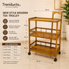 Modern 3-Tier Multi-Functional Bamboo Service Trolley