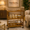 Modern 3-Tier Multi-Functional Bamboo Service Trolley