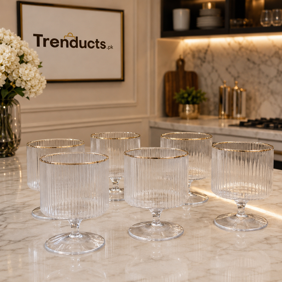Royal Flower-Shaped Ribbed Crystal Trifle Bowls – Set of 6