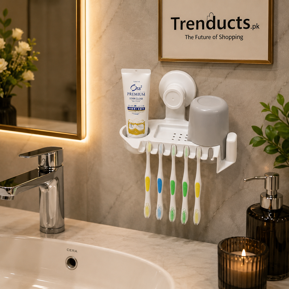 3-in-1 All-in-One Bathroom Organizer – Powerful Suction Cup Mount