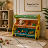 Cheerful Giraffe 2-Tier Kids' Toy Storage Organizer with 4 Bins