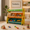 Cheerful Giraffe 2-Tier Kids' Toy Storage Organizer with 4 Bins