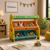 Cheerful Giraffe 2-Tier Kids' Toy Storage Organizer with 4 Bins