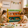 Cheerful Giraffe 2-Tier Kids' Toy Storage Organizer with 4 Bins