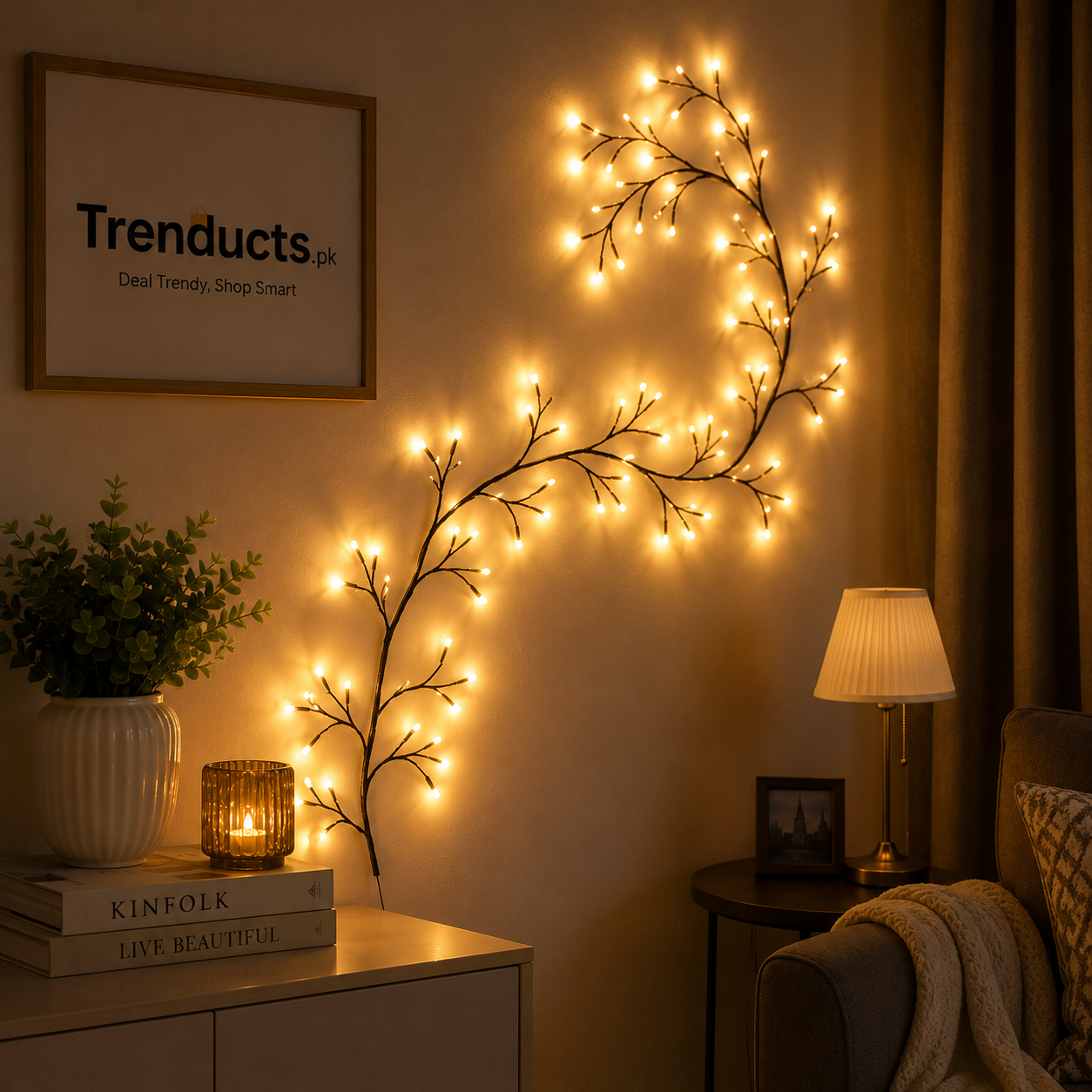 Enchanted Willow Rattan LED Branch Lights – 72 LEDs