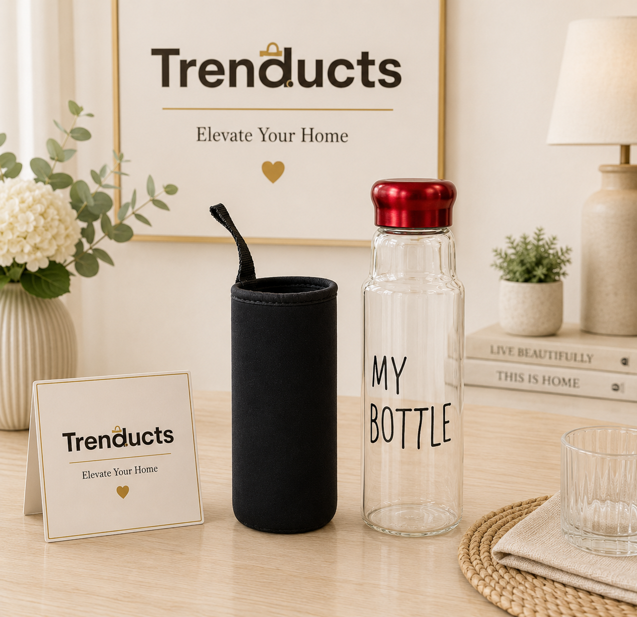 Aesthetic "My Bottle" Glass Infuser with Protective Pouch