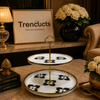Royal Floral-Print 2-Tier Golden Ceramic Dessert Stand