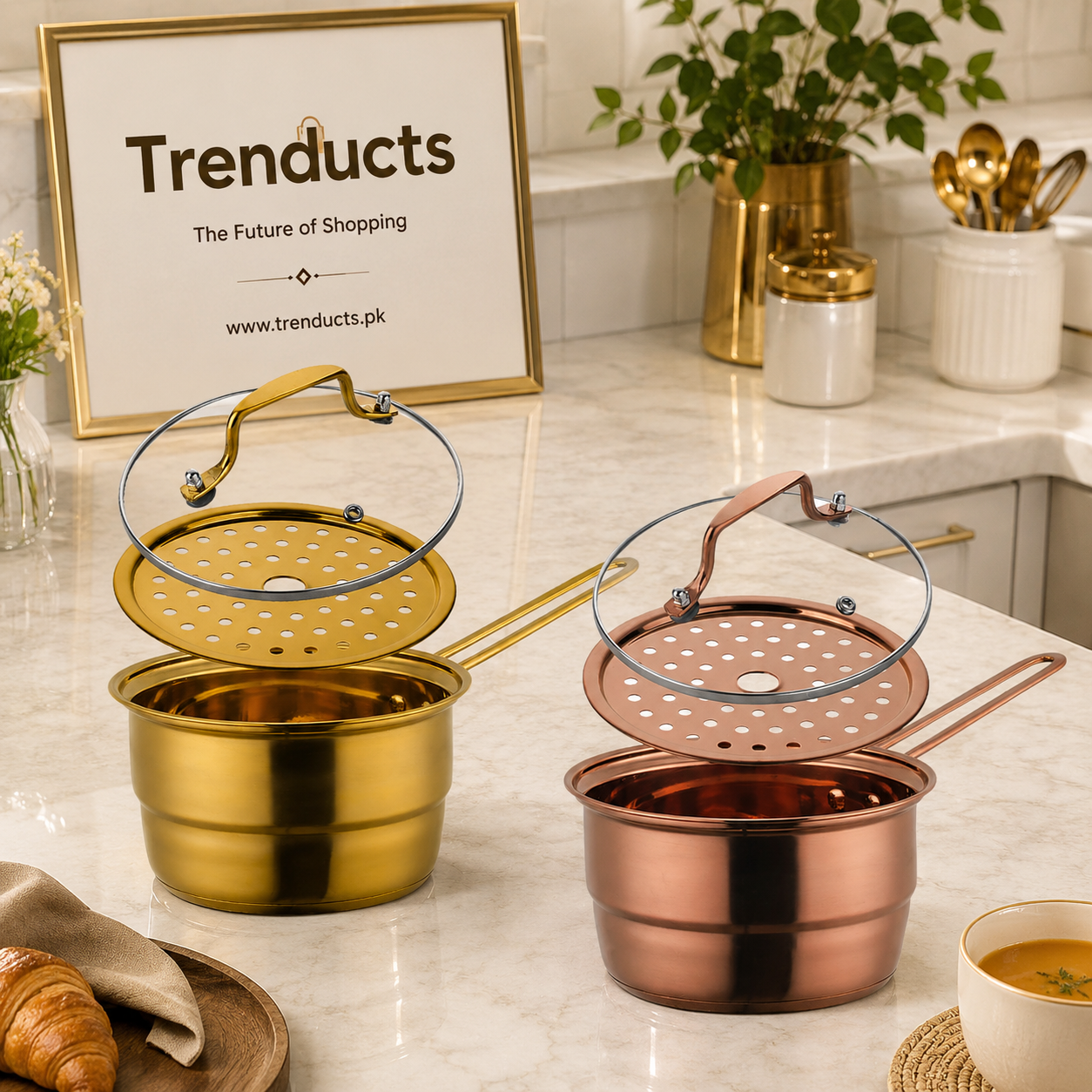 Chef-Luxury 3-in-1 Stainless Steel Saucepan & Steamer Set