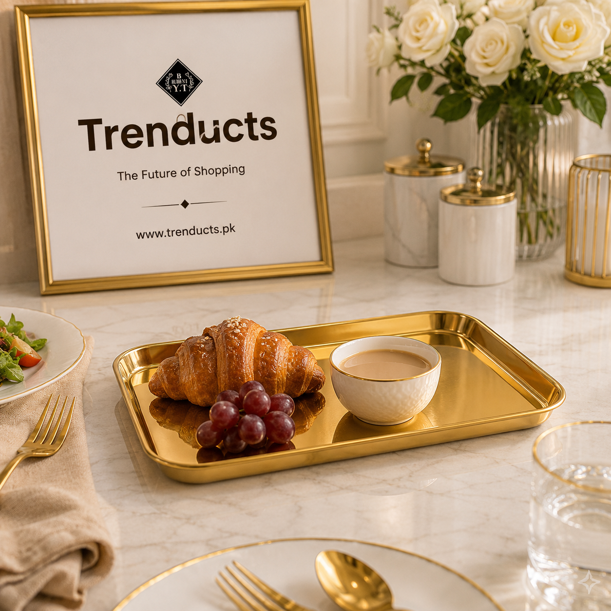 Aero Luxe Rectangular Stainless Steel Serving Tray