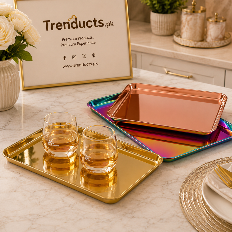 Aero Luxe Rectangular Stainless Steel Serving Tray
