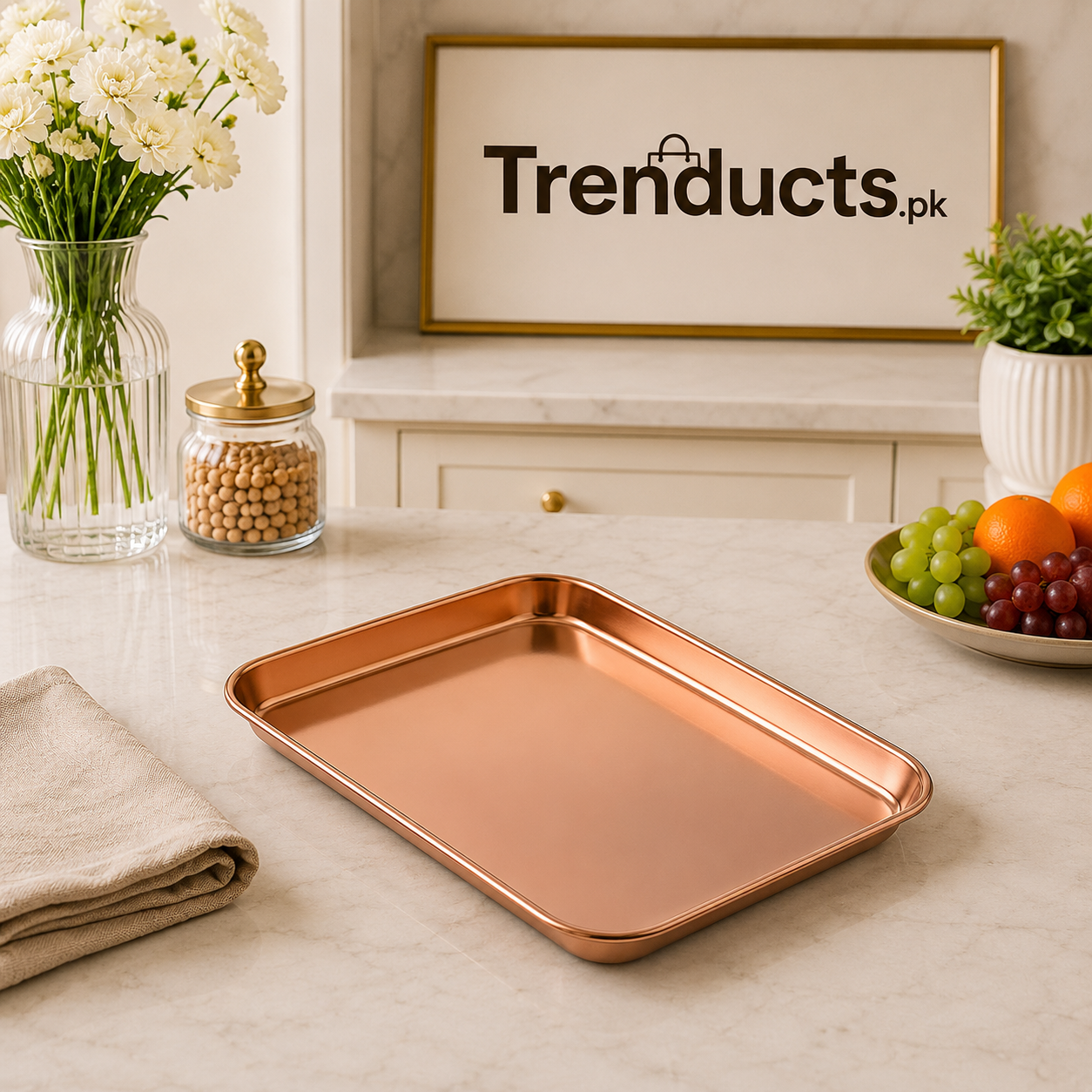 Aero Luxe Rectangular Stainless Steel Serving Tray
