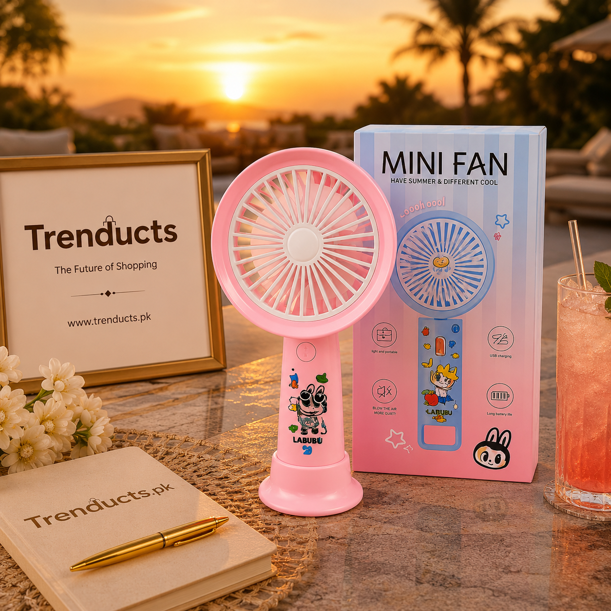 Breeze Mini Labubu Rechargeable Handheld & Desktop Fan