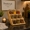 3-Tier Bamboo Spice Rack & 9 Glass Jars