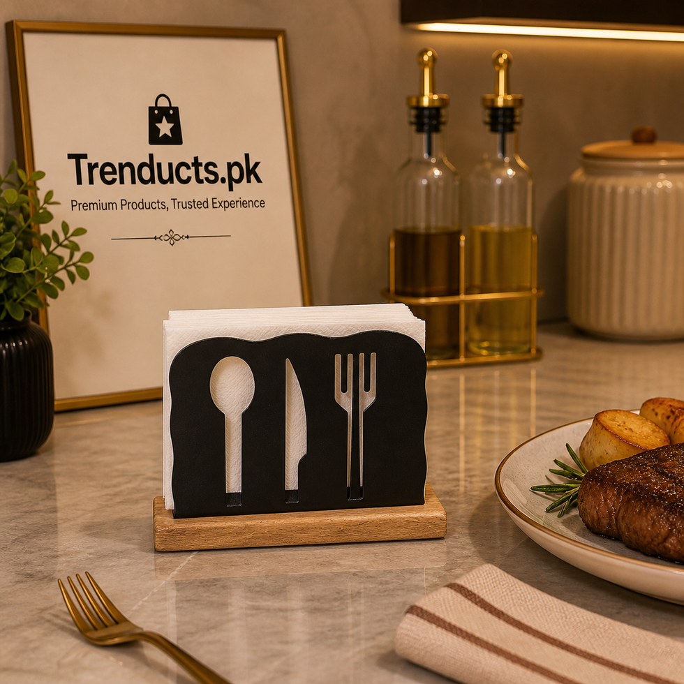 Modern Matte Black Cutlery Napkin Holder