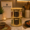 360° Rotating Bamboo Spice Rack with 10 Glass Jars