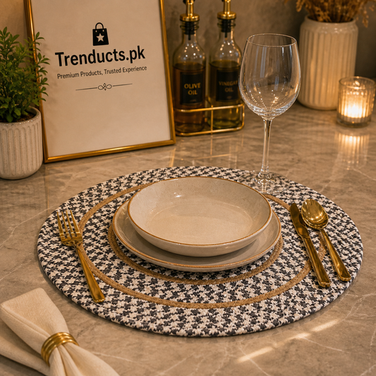 Hand-Woven Braided Cotton Round Table Mat