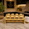 Two-Tier Bamboo Step Spice Rack with 8 Airtight Glass Jars